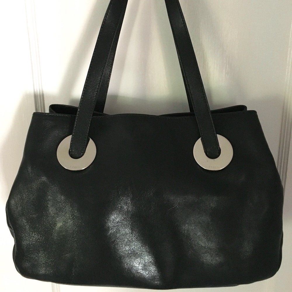 Sleek Furla black leather bag!